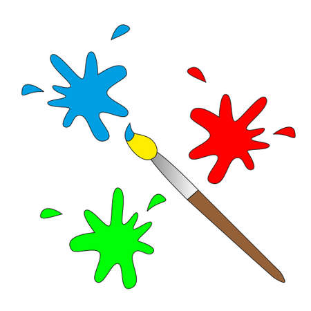 Red, blue and green blots with a paintbrush.のイラスト素材