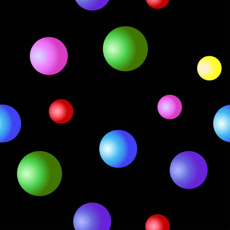 Volumetric multicolored balls of different sizes. Vector seamless illustration.のイラスト素材