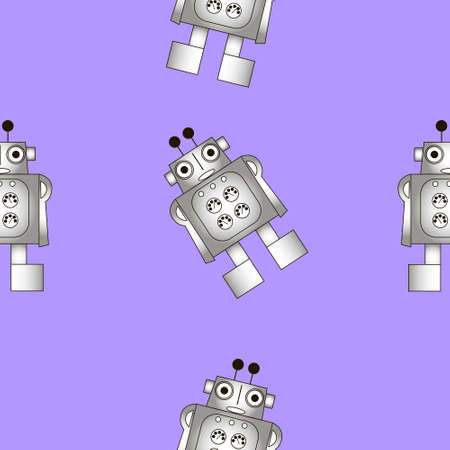 Seamless texture of cartoon isolated humanoid robot.のイラスト素材