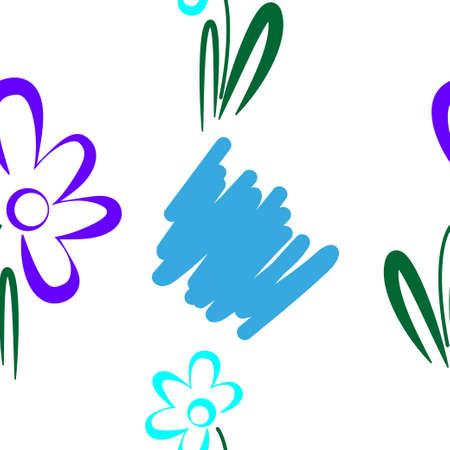 Abstract seamless floral pattern on white background.のイラスト素材