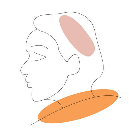 Stroke and abstract male portrait isolated by a white background.のイラスト素材