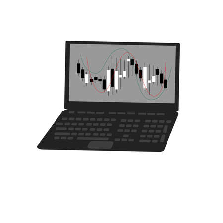 Technical analysis of stock trading using a candlestick chart.のイラスト素材