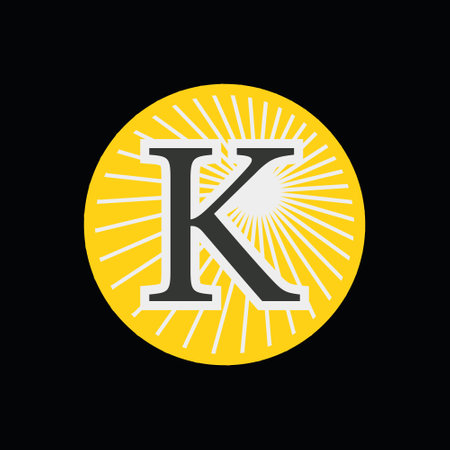Letter K in a circle with sunlight Designのイラスト素材