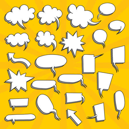 Comic speech bubbles and splashesのイラスト素材