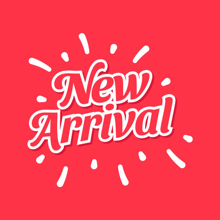 New arrival. Hand drawn lettering for your design. Vector illustration.のイラスト素材