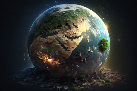 manipulation of planet earth photo displayの写真素材