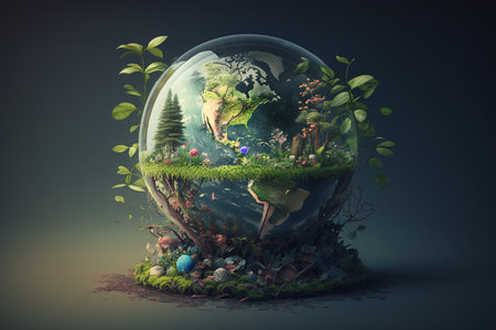 Globe forest concept. 3D manipulation editingの写真素材