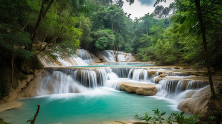 Huay Mae Kamin waterfall in Kanchanaburi, Thailandの素材