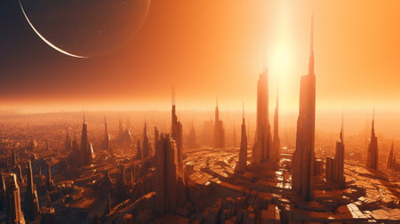 Fantasy alien planet. 3D illustration. 3D CG. High resolution.の素材