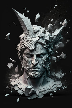 Head of ancient Greek god with crown of thornsの素材