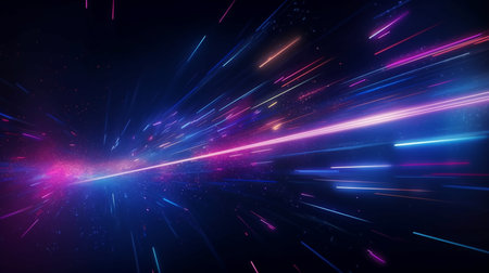 Abstract background with glowing lines and particles. Space tunnel. 3d renderingの素材