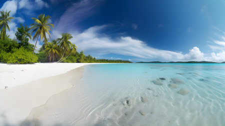 Panoramic view of beautiful beach at Seychelles.の素材