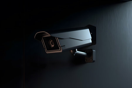 Security camera on the wall. Computer digital drawing.の素材