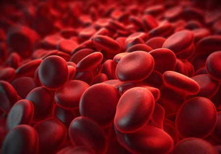 Red blood cells 3D illustration backgroundの素材