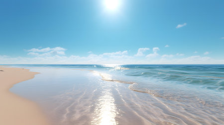 Beautiful seascape with sand and blue sky.の素材