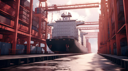 Cargo ship in the port.の素材