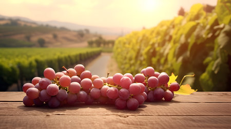 Ripe grapes on a vineyard in Tuscany, Italyの素材