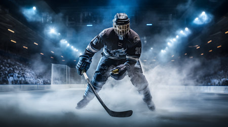 Ice hockey player on the ice. The concept of sport, action, motion.の素材