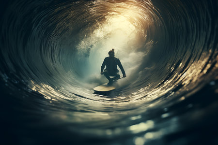 Surfer at the end of a tunnelの素材