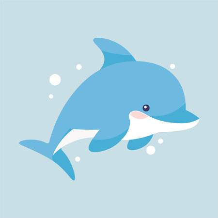 Cute cartoon dolphin. Vector illustration in flat style. Sea animal.のイラスト素材