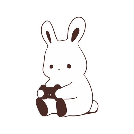 cute little rabbit with camera, vector illustrationのイラスト素材
