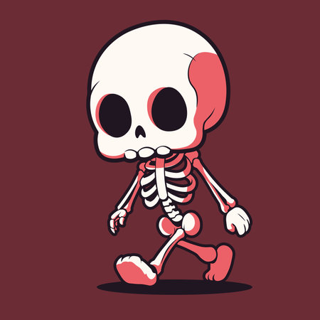 Cartoon Skeleton Vector Illustration. Cute Halloween Character.のイラスト素材