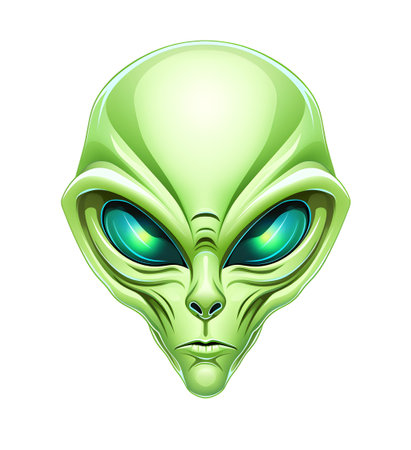 Green alien face isolated objectの素材