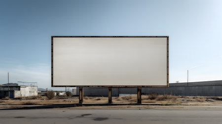 Blank billboard on the street with blue sky in the background.の素材