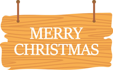 Merry christmas wooden sign vector illustrationのイラスト素材