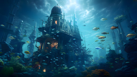 Fantasy landscape of the underwater worldの素材