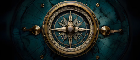 Compass on a dark blue background. Vintage styleの素材
