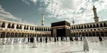 Muslim pilgrims from all over the world gathered to perform Umrah or Hajjの素材