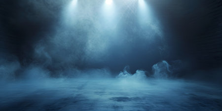 Dark scene with smoke and spotlightsの素材