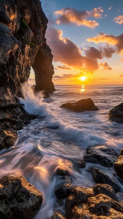 Beautiful sunset at the beach in Tenerife, Canary Islands, Spainの素材