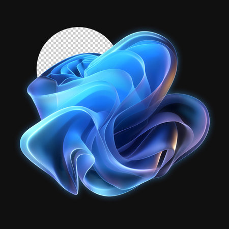 Abstract blue wavy shape on a black background. Vector illustration.の素材