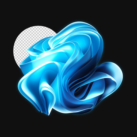 Abstract blue wavy liquid on black background. Vector illustration for your designの素材