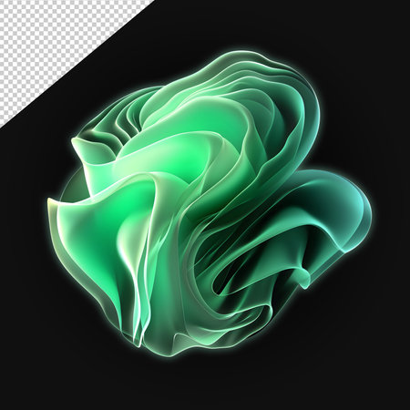 Abstract gradient green wavy shape pngの素材
