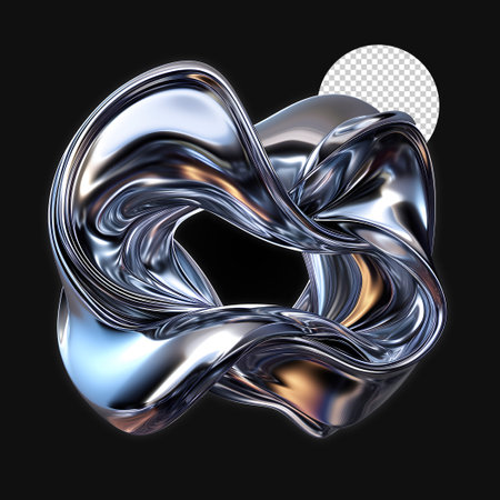 Abstract 3D metallic wavy shape PNGの素材