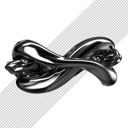 Realistic Detailed 3d black metal shape pngの素材