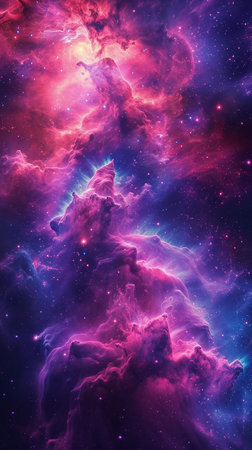 Cosmic space and stars, color cosmic abstract background with nebulaの素材