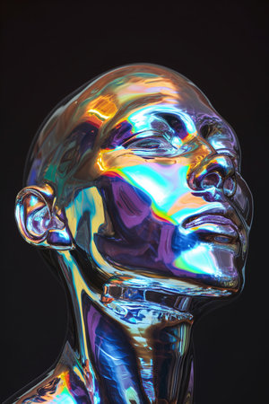 Digital Illustration of a Mannequin Head in a Dark Backgroundの素材