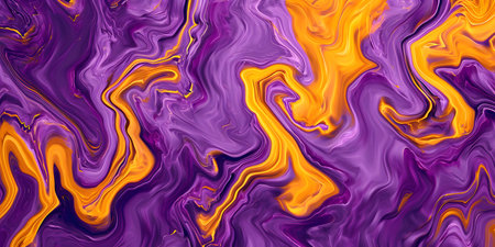 abstract background with a psychedelic pattern in purple, yellow and orangeの素材