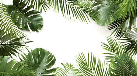 Tropical palm leaves on white backgroundの素材