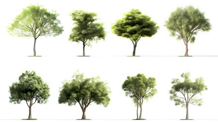 Set of trees isolated on white background. Vector illustration. Eps 10.の素材