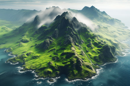 Alien Planet - 3D Rendered Computer Artwork. Rocks and seaの素材