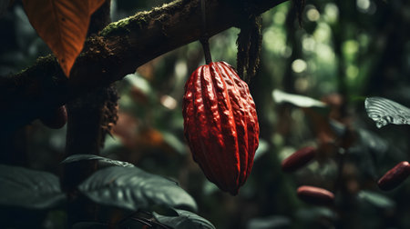 Cacao fruit on the treeの素材