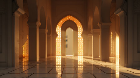 Mosque door in morocco style with lightsの素材