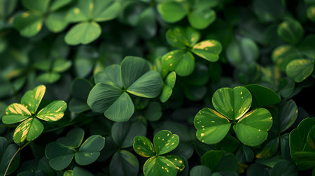 Green clover leaves background. St.Patrick's Dayの素材