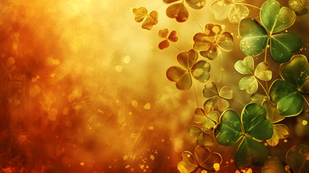 St. Patrick's day background with clover leaves and bokeh effectの素材