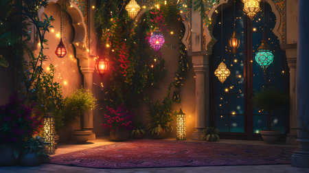 House decorated for Eid al Fitr celebrationの素材
